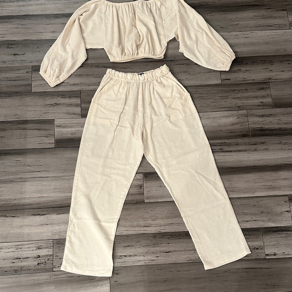 Ruby Stars Pants - Cream Women's Off-Shoulder Jumpsuit